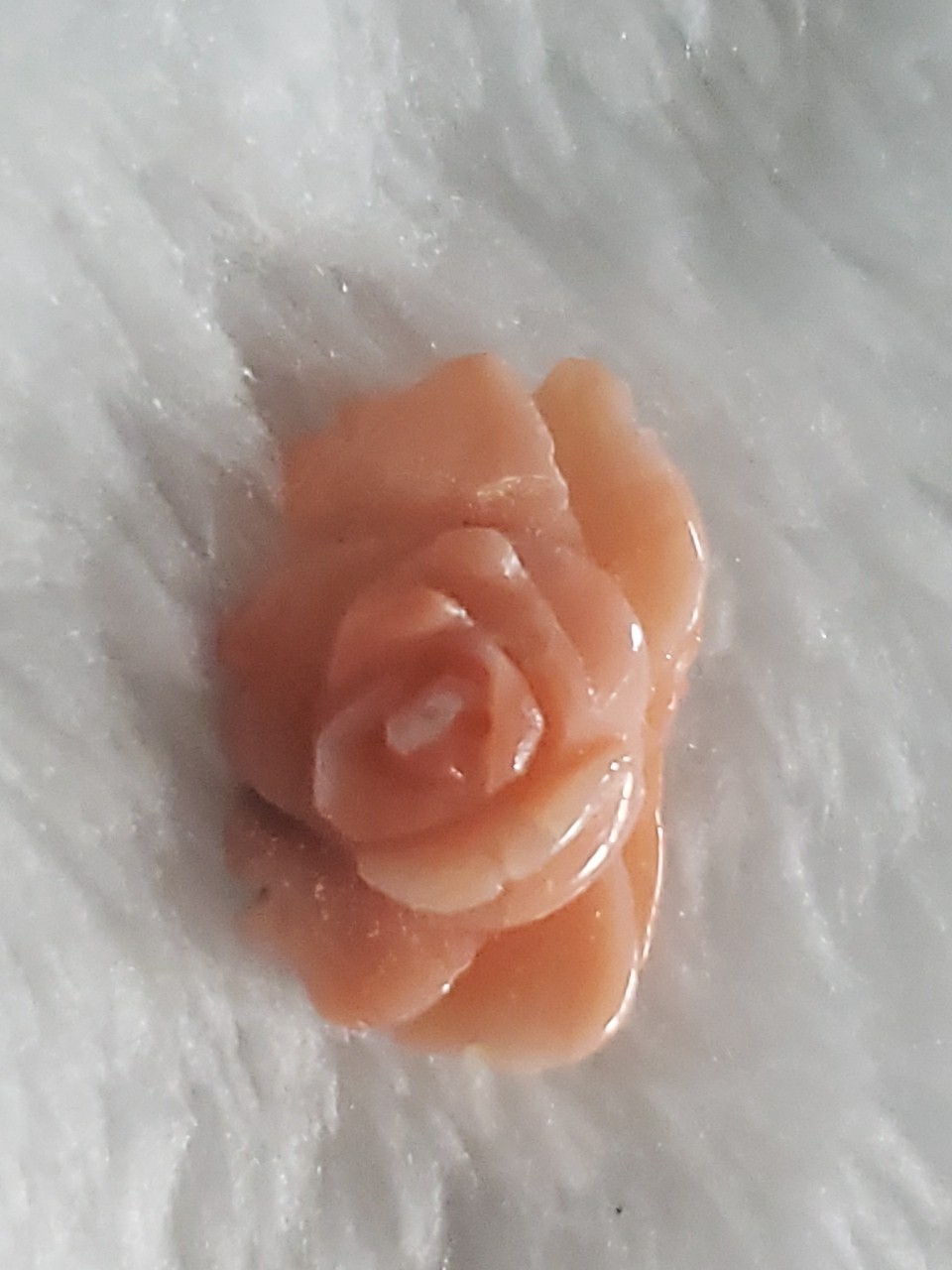 Vintage Hand Carved Pink Coral Floral Rose Loose Gem Jewelry Projects 15mm