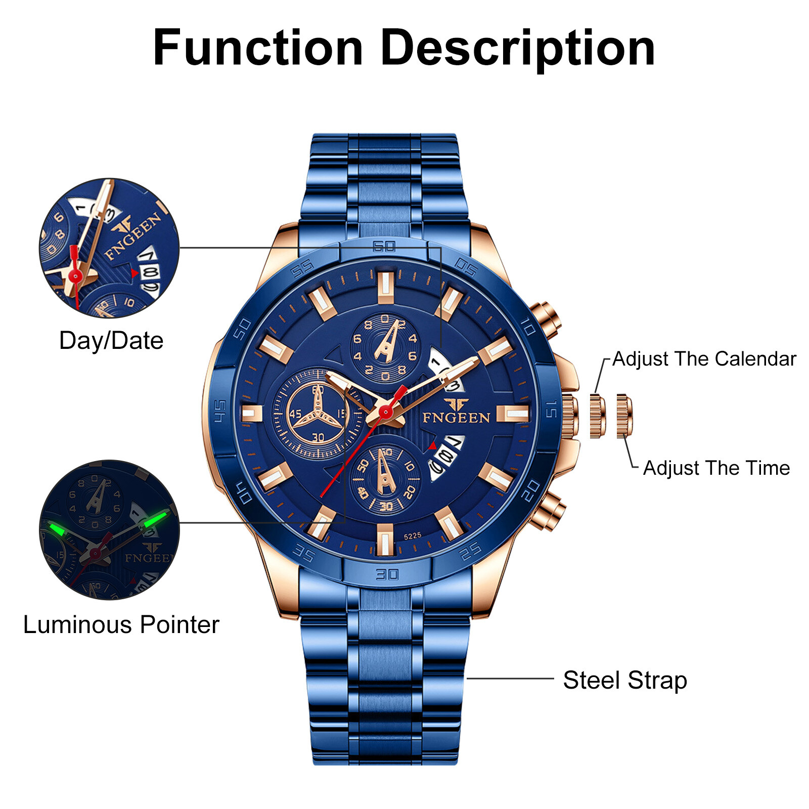 Waterproof Men Watch Stainless Steel Quartz Classic Business Luminous Wristwatch