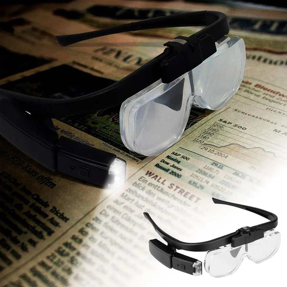 LED Jewelers Magnifying Glasses Headband Magnifier Illuminated Visor With 3 Lens