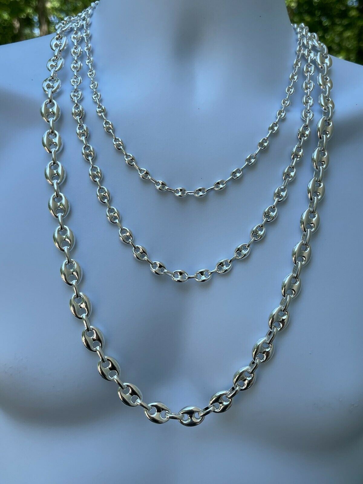 925 Sterling Silver Puffed Mariner Link Chain Necklace Or Bracelet 6-12mm 7-30″