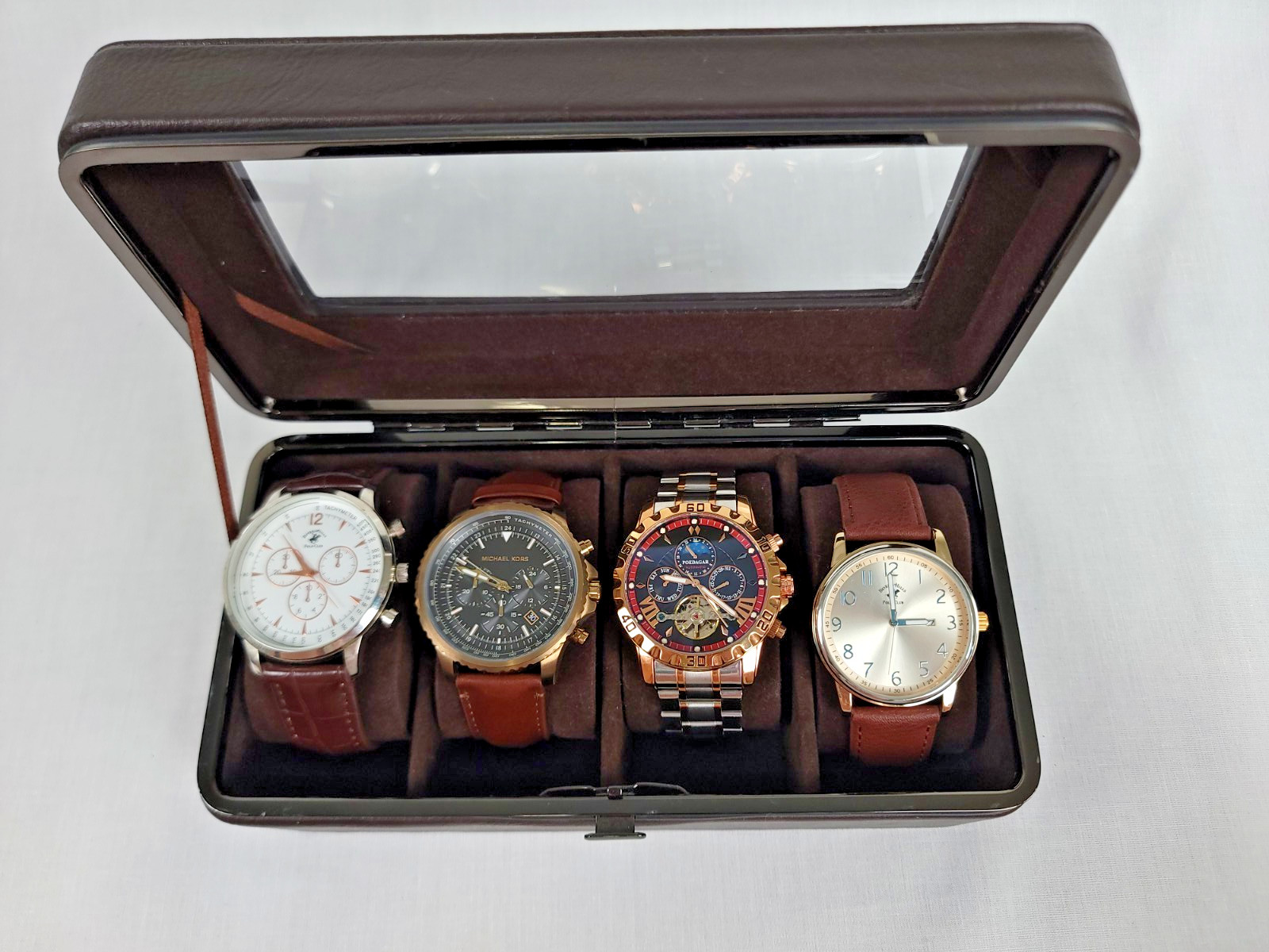 Men’s Watch Collection Lot of 4 with Case includes 1 Michael Kors