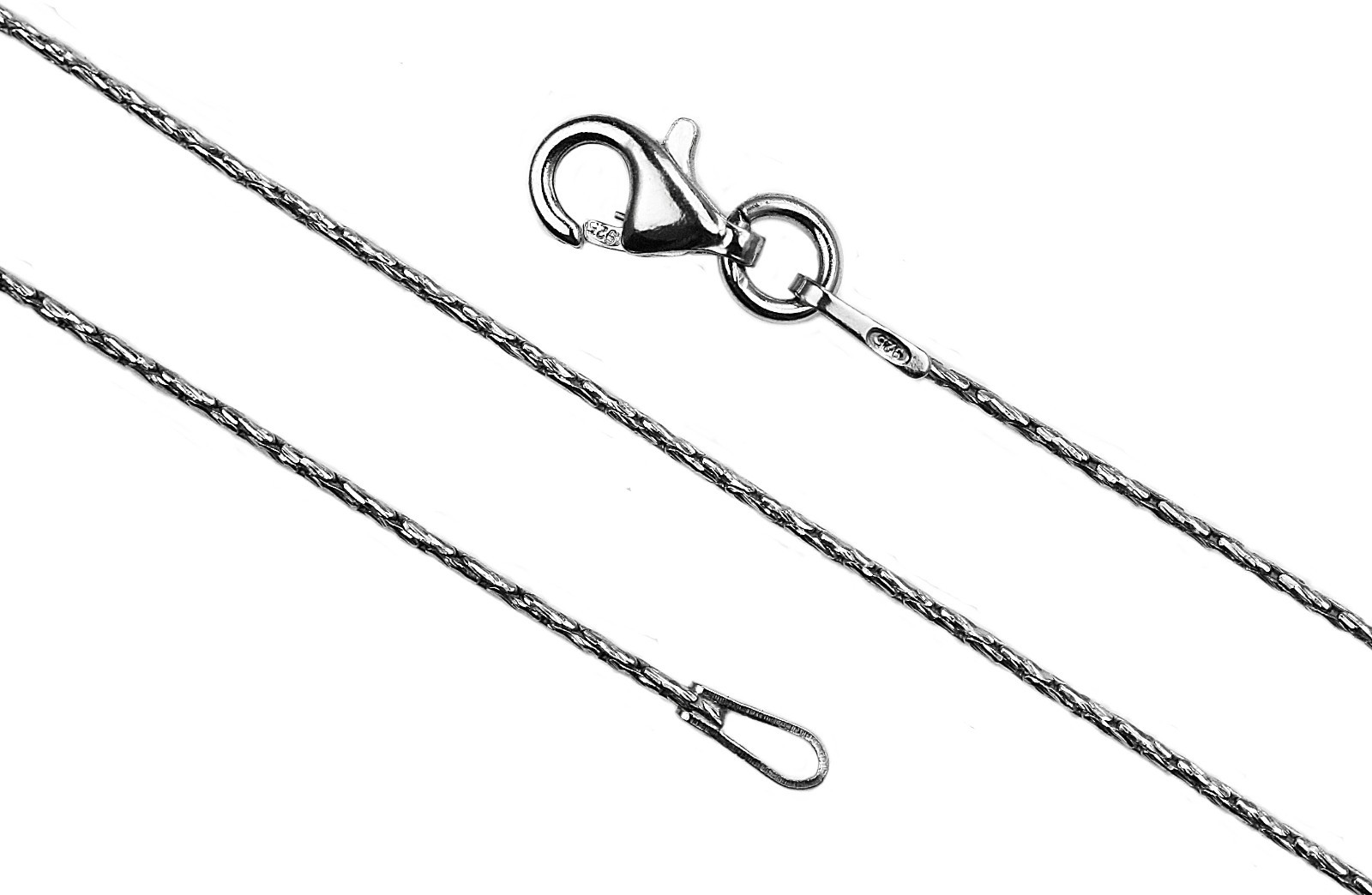 925 Sterling Silver Rhodium Plated 0.8mm Spark Chain Necklace Made In ITALY