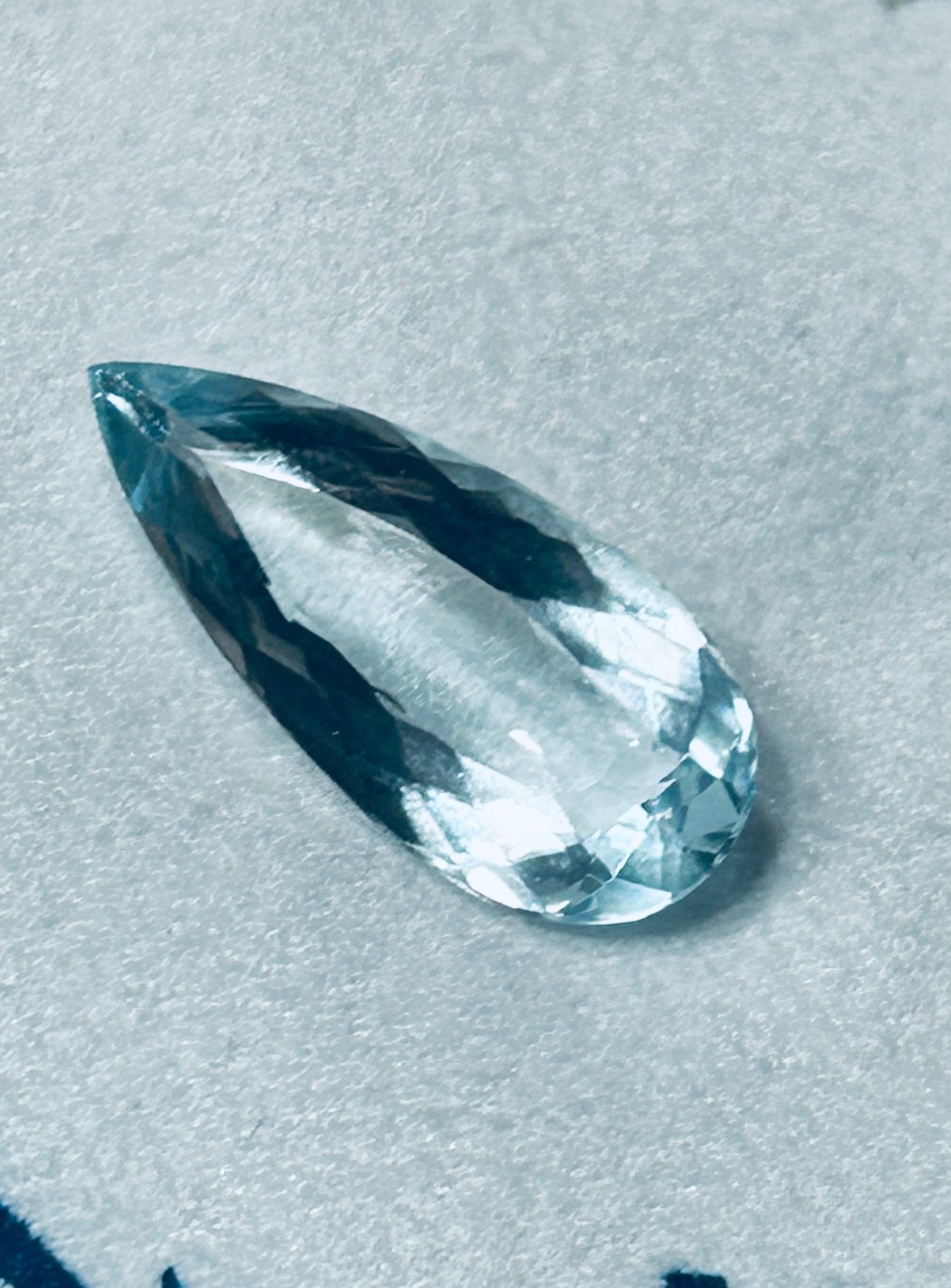 Very Light BLUE TOPAZ 12 CT Faceted Pear /Tear Drop Natural Gemstone 25 x 12 mm