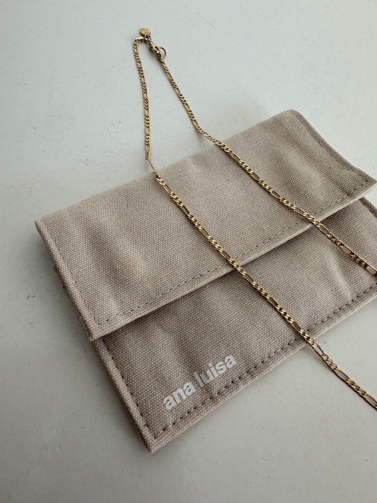 Ana Luisa Leo Regular Long Figaro Chain Necklace Gold 22″ Length Pouch Unisex