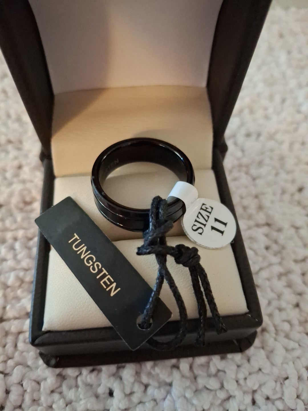 Black Satin & Brushed Finish Tungsten Comfort Fit Wedding Band NWTs. 8mm