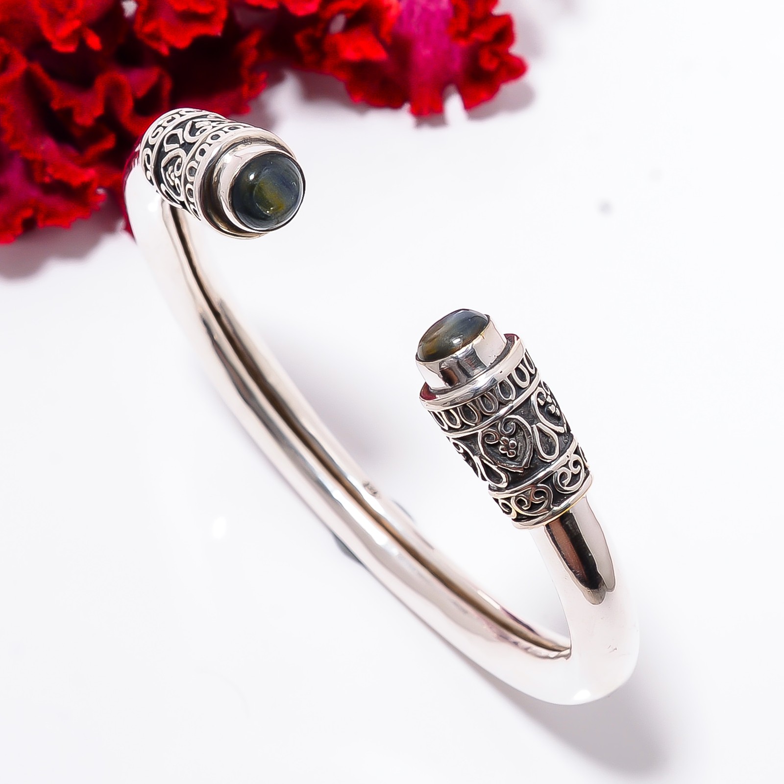 Kyanite – Nepal 925 Sterling Silver Bali Cuff|C1000394112