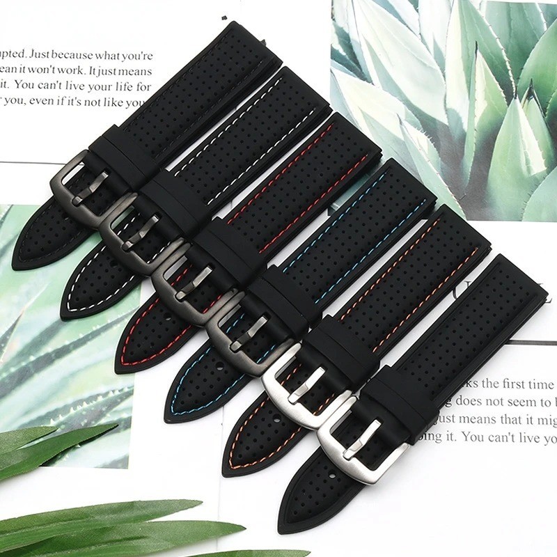 Universal Silicone Watch Band Strap Rubber Waterproof Men’s Black 19-24MM Hoop