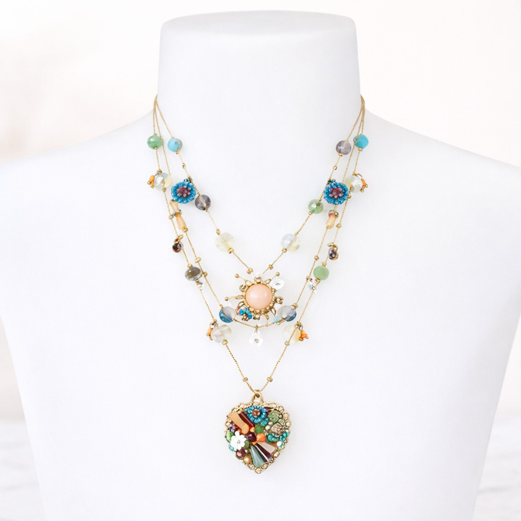 Layered Boho Necklace Women Multicolor Charm Pendant Statement Fashion Jewelry