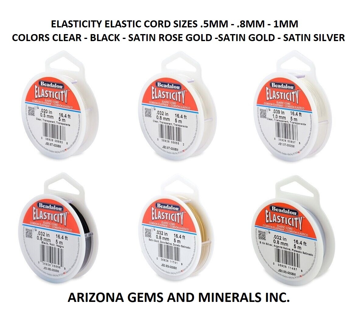 Beadalon Elasticity Elastic Cord for Beading Various Sizes.5mm.8mm 1mm + Colors