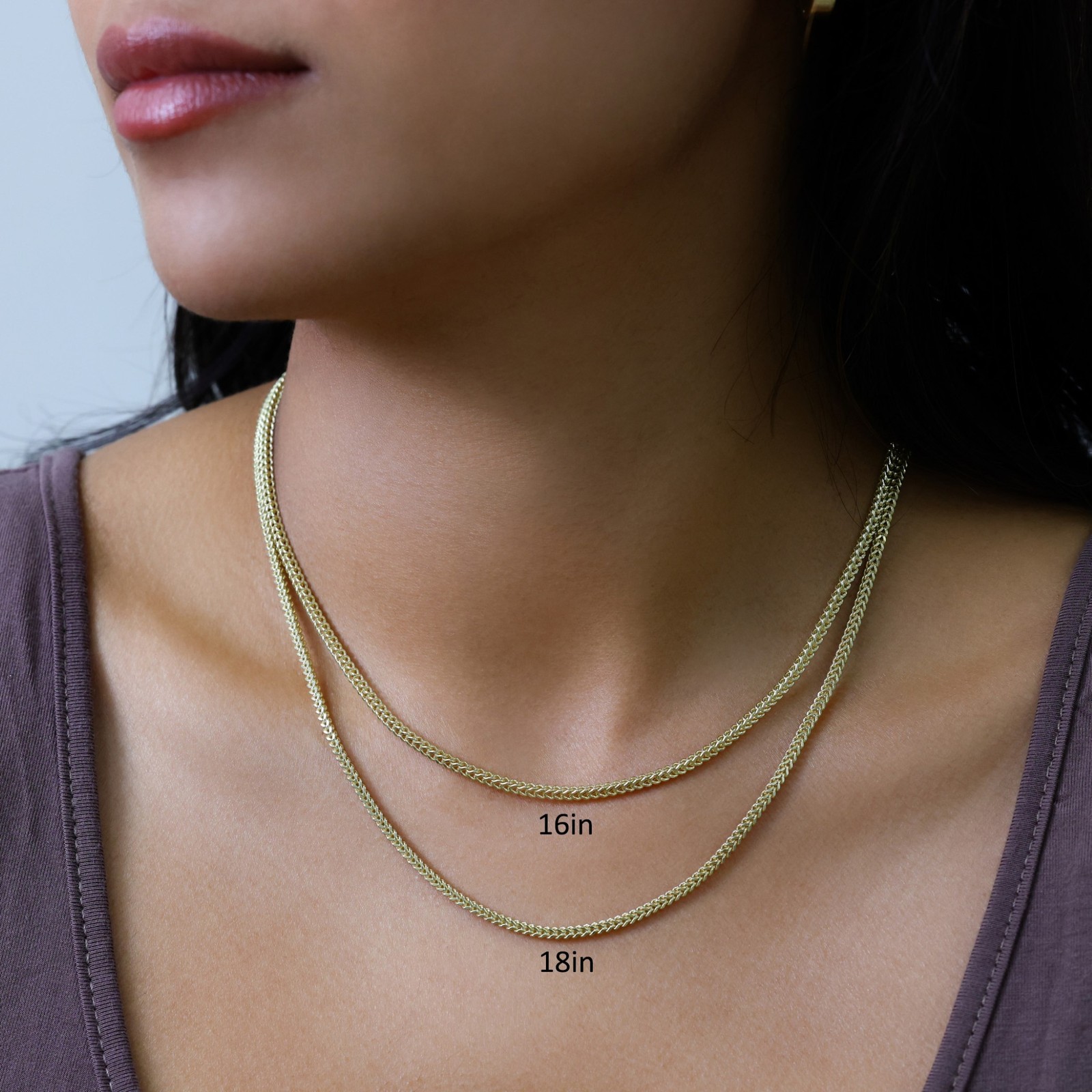 14K Yellow Gold 2.1mm Franco Box Wheat Spiga Chain Pendant Necklace 14″-24″