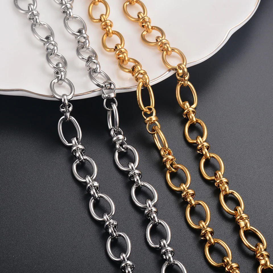 Heavy Oval Necklace Stainless Steel Big Link Punk Chain Chunky Men Jewelry