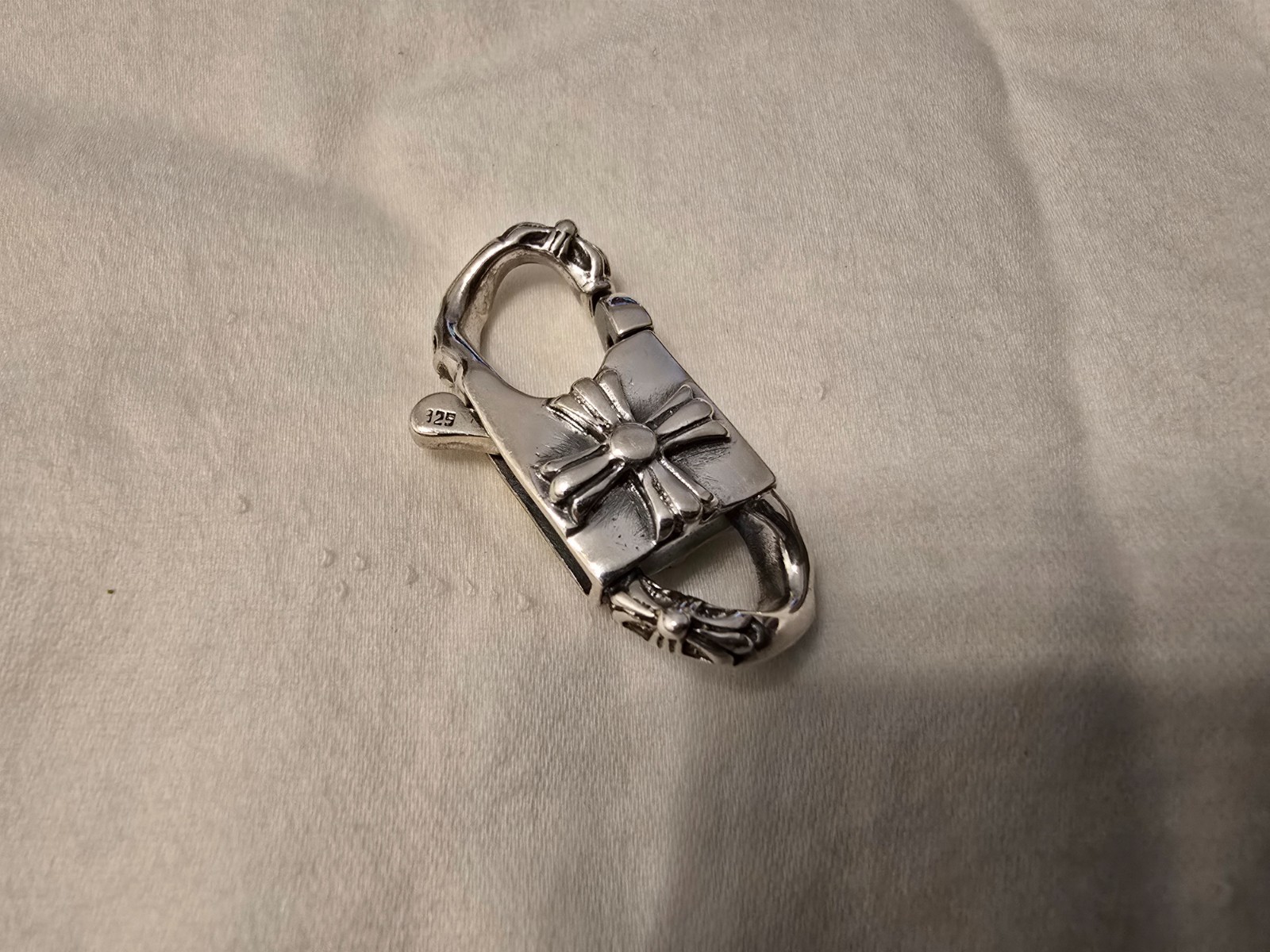NEW LARGE 34 mm Chrome Hearts Style Cross 925 Sterling Silver Lobster Claw Clasp