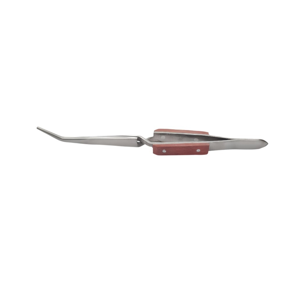 Set of 6 Cross Lock Fiber Grip Tweezers Self Closing 6-1/2″ Bent & Straight Tip