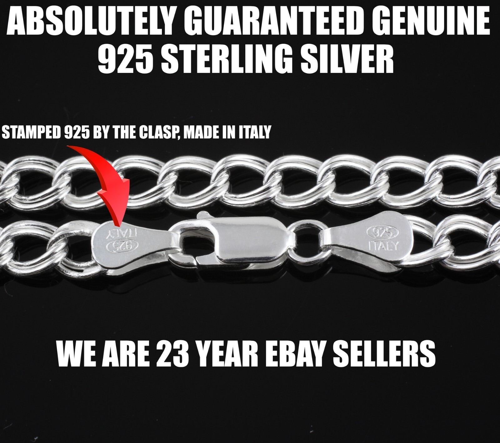 925 Sterling Silver Charm Bracelet Double Link – All Widths & Lengths