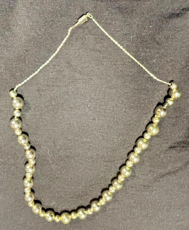 Vintage 14K Yellow Gold Graduated Add A Bead Necklace 16″ Floating Ball Strand