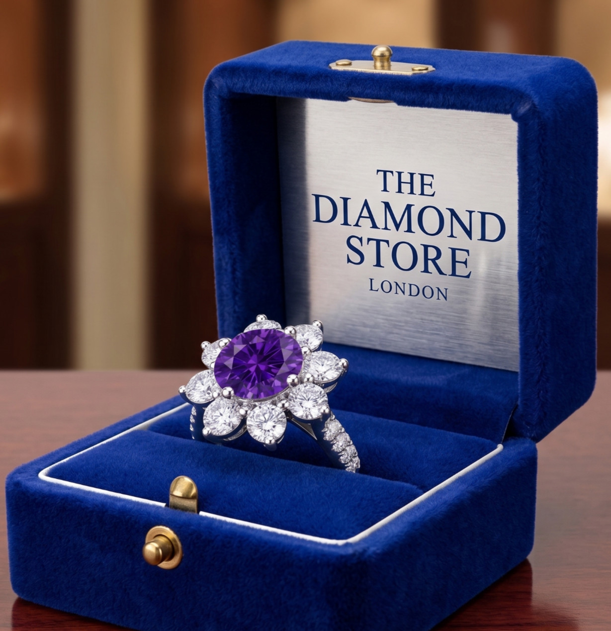 6.20 Ct Certified Round Cut Purple Natural Diamond Ring VVS1 White Gold Finish
