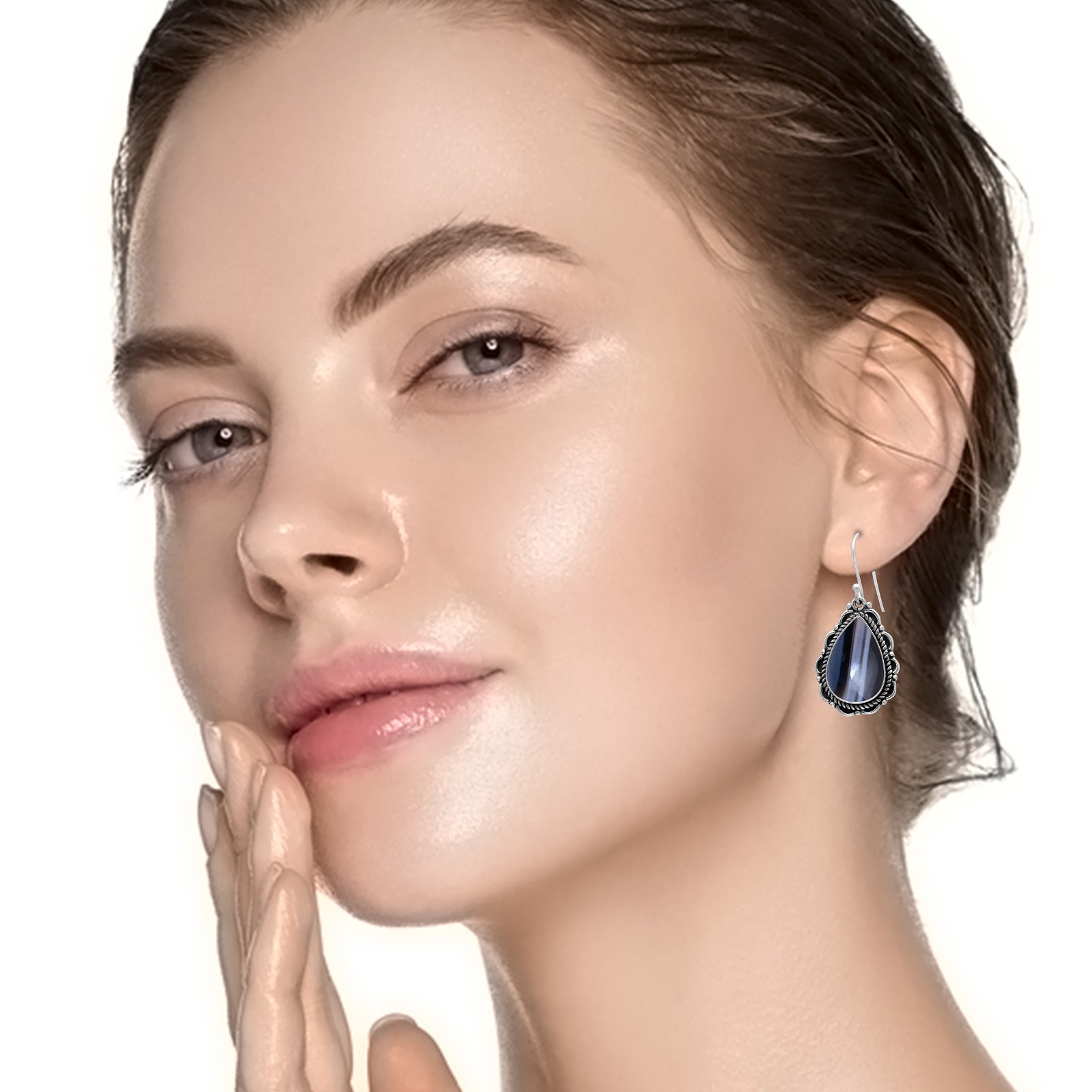 Banded Agate Sterling Silver Earrings Gift For Women Unique Artisan Drop Earring