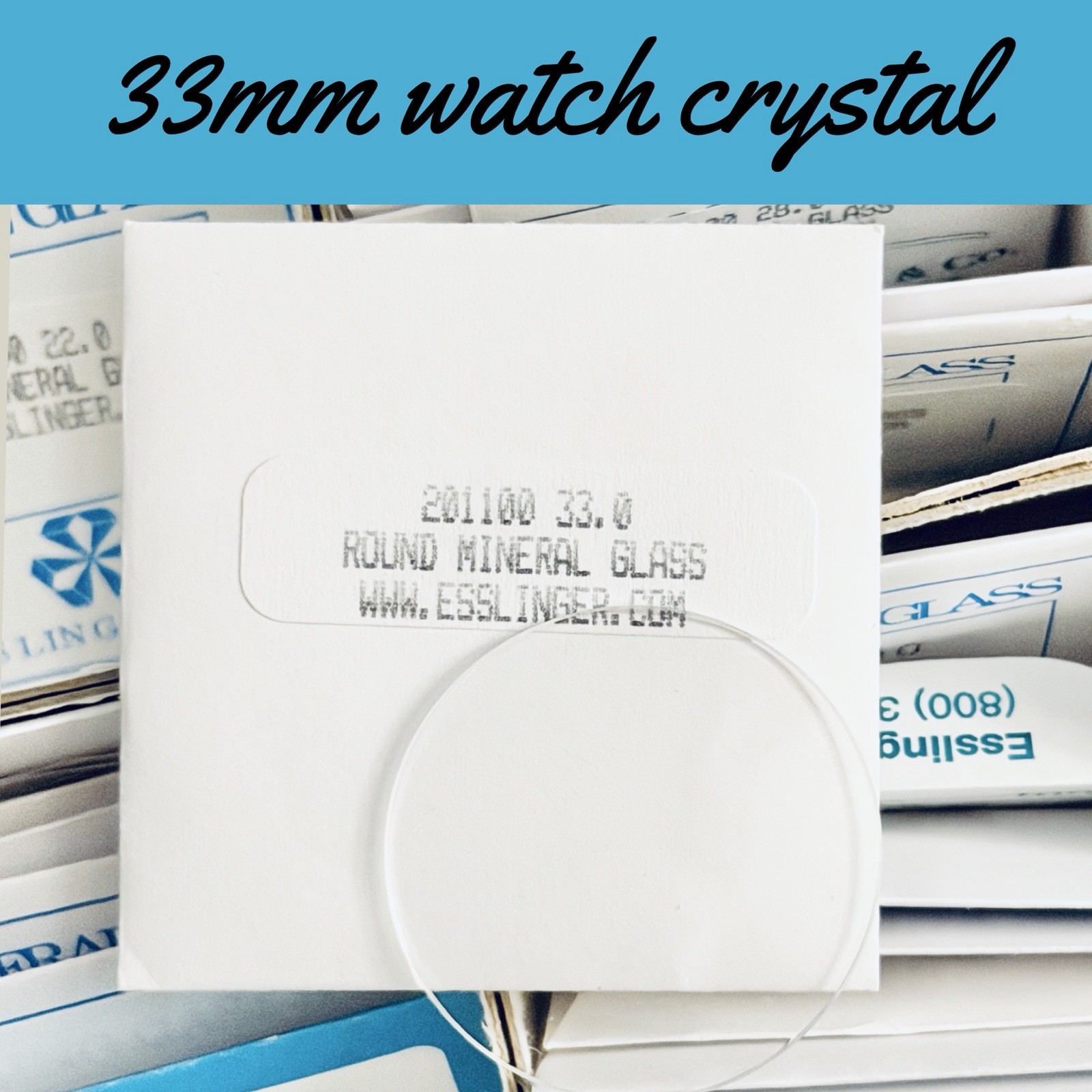 New 33 mm x 1 mm Watch Crystal – Flat Round Mineral Glass