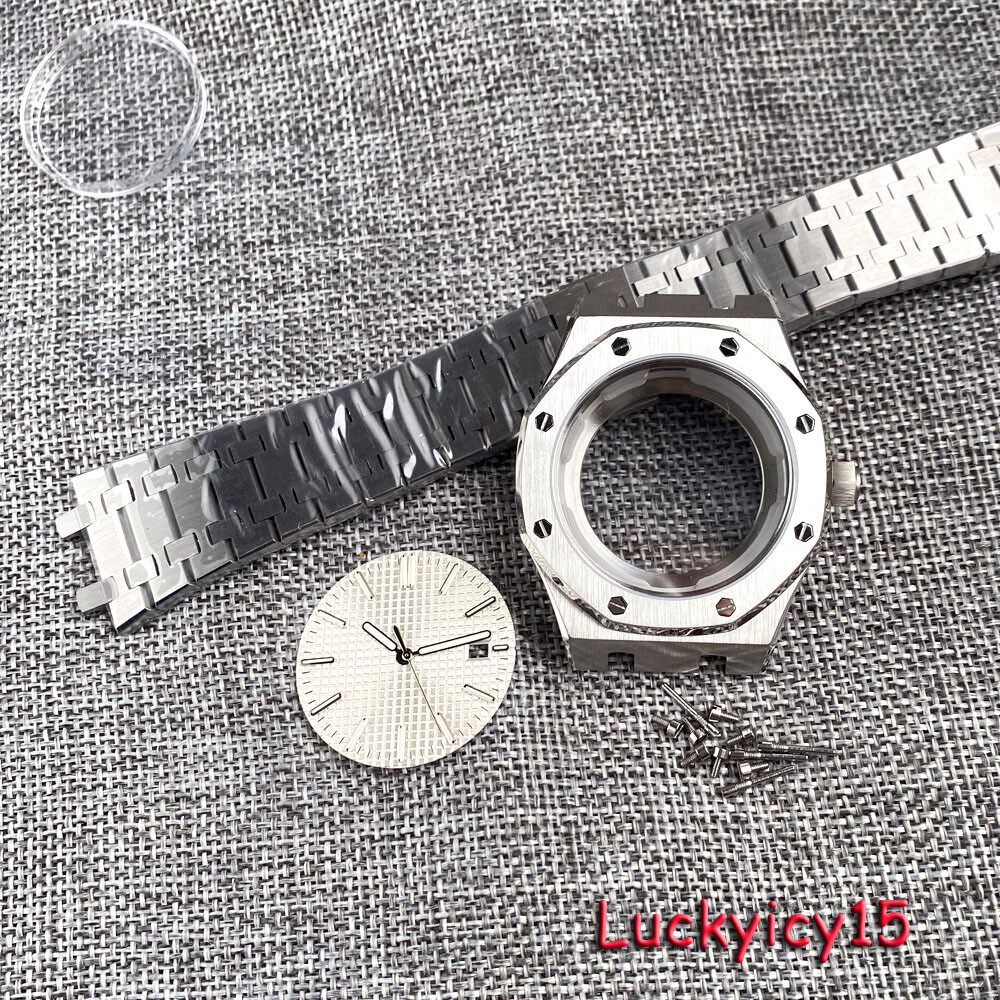 42mm Watch Case Bracelet For NH35 NH36 Automatic Black PVD Octagon Watch Case