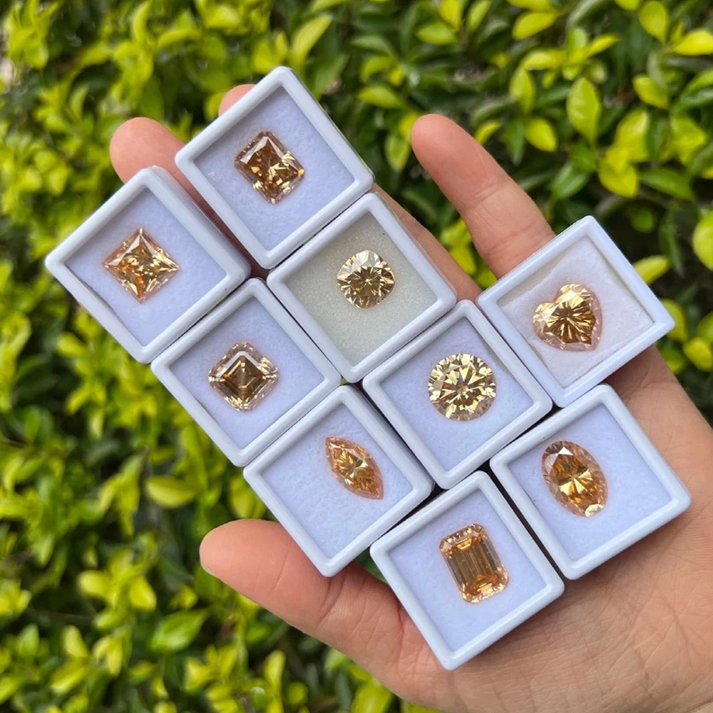 Champagne 0.5-3ct Multiple Shapes Moissanite Loose Stone VVS1 Wholesale Price