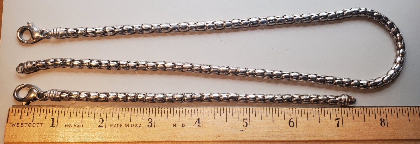 DOBBS ITALY 925 Sterling Popcorn Chain Set 18″ Necklace & 7.25″ Bracelet 5.35mm