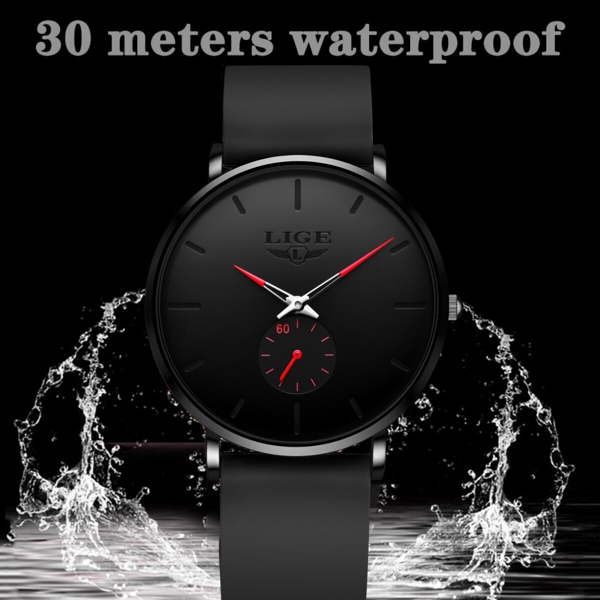 Men’s Quartz Watch Ultra-thin Silicone Strap Waterproof Stylish Male Wristwatch