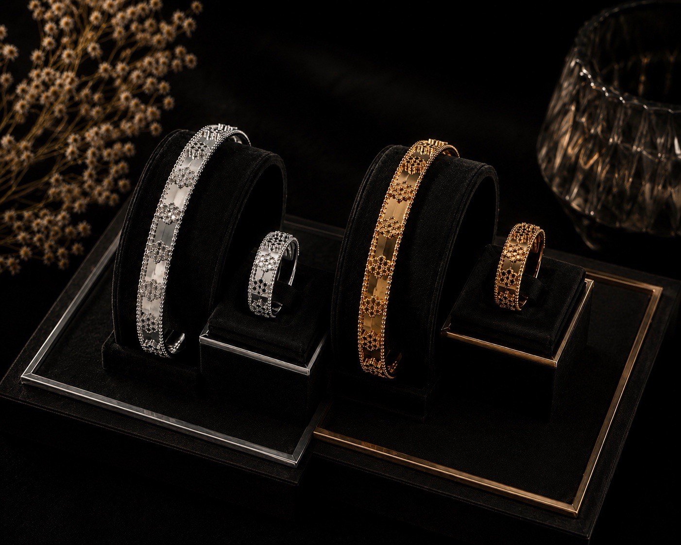 None fade none tarnished Gold or Silver Tone Bracelet Ring Set CZ stone $30 ea