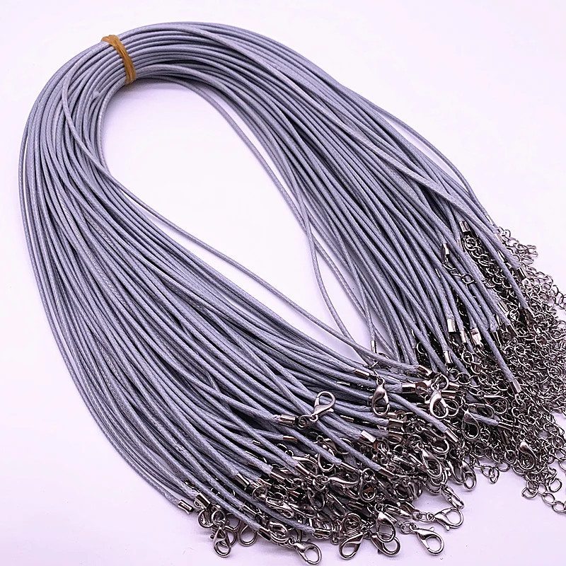 Leather Cord Necklace 2mm Wax Rope Chain Lobster Clasp 45cm Jewelry 5PCS