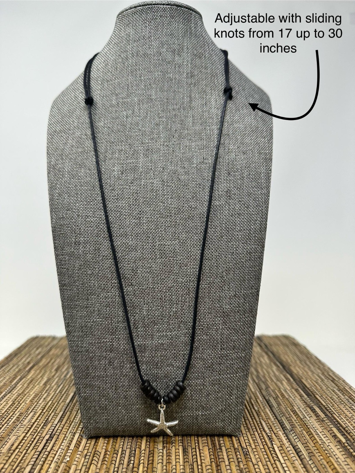 Minimalist Starfish Necklace Adjustable Black Cord Ocean Charm Unisex