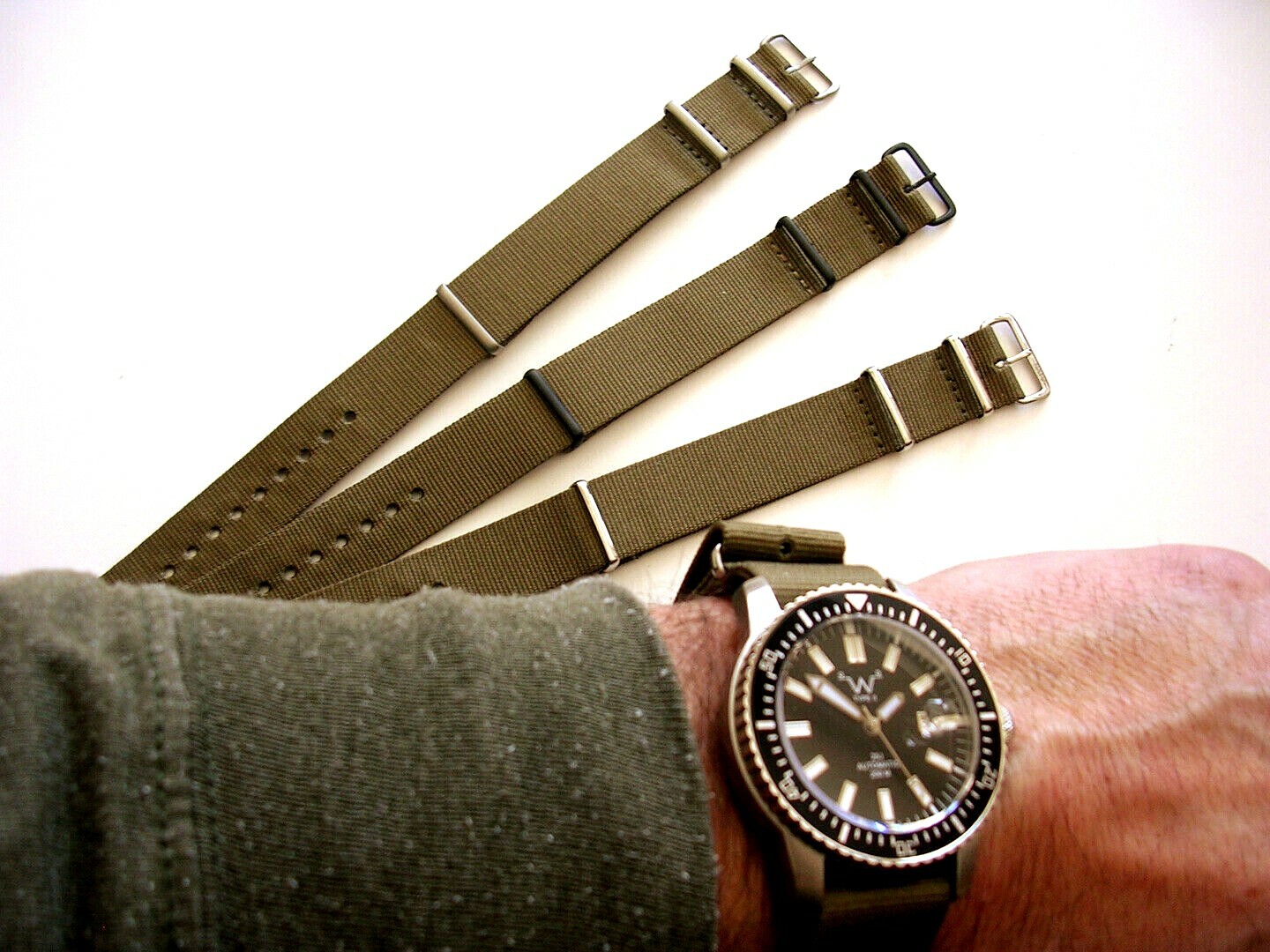 NATO G10 ® Khaki Green HD nylon Military PVD watch band RAF strap bond IW SUISSE