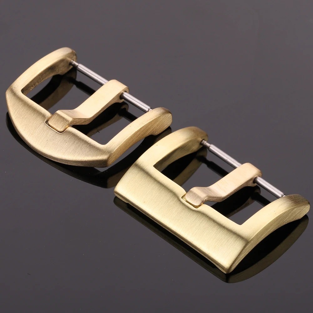 Metal Watch Band Pin Buckle Durable Bronze Solid Copper Strap Clasp 18-24mm