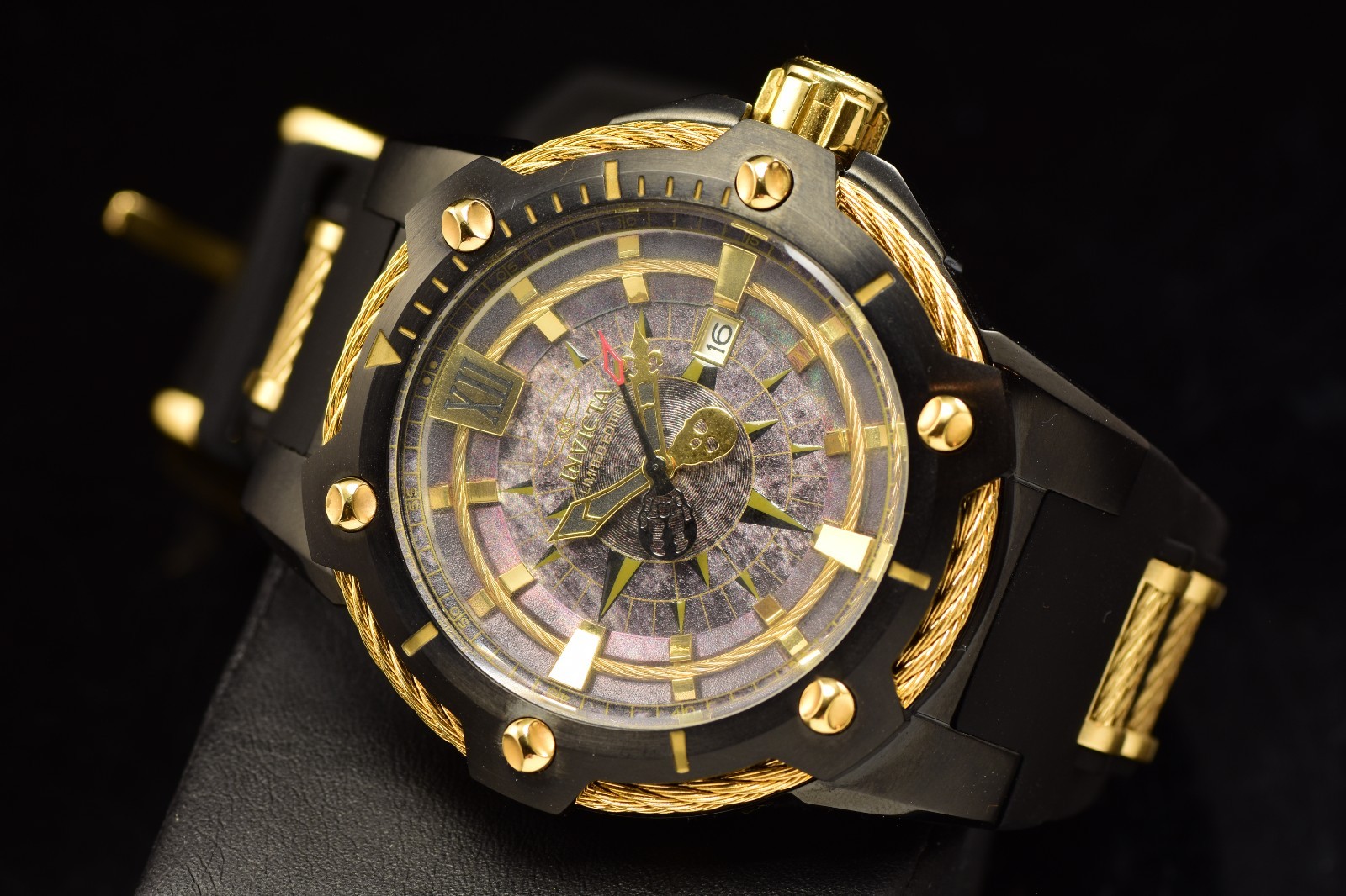 NEW Invicta Men’s Racing 44mm Quartz Blue/Black Tone Leather Strap SS Watch