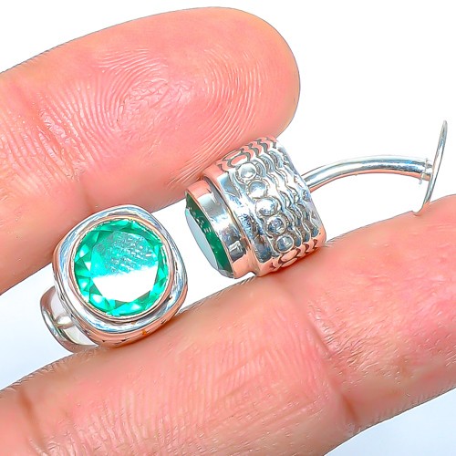Neon Blue Apatite 925 Sterling Silver Bali Cufflink Men’s Jewelry CL735827