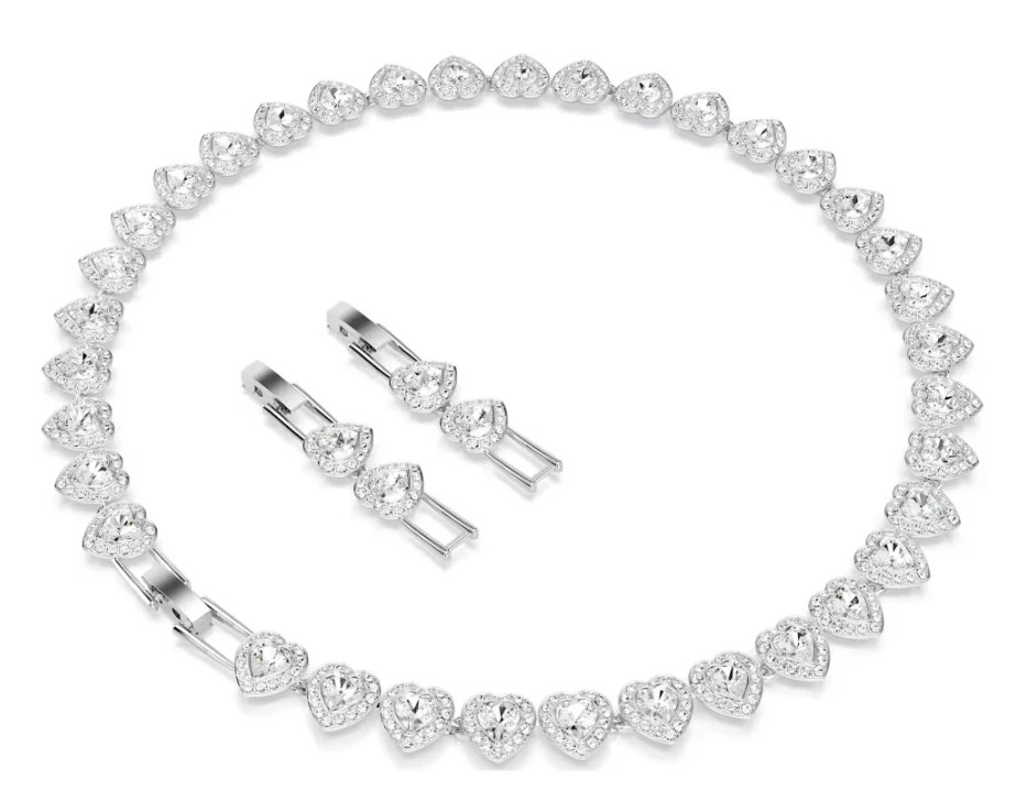 Ariana Grande x Swarovski necklace Mixed cuts, Heart, White, Rhodium plated