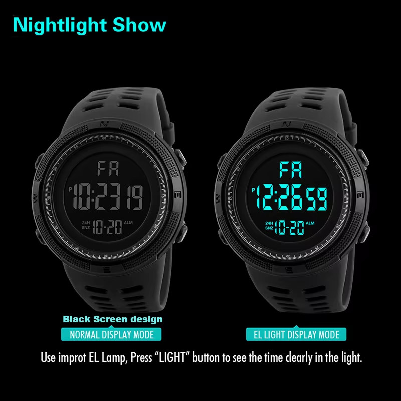 Electronic Watch For Mens Military Sports Watches Luminous Multifunction LED Dig