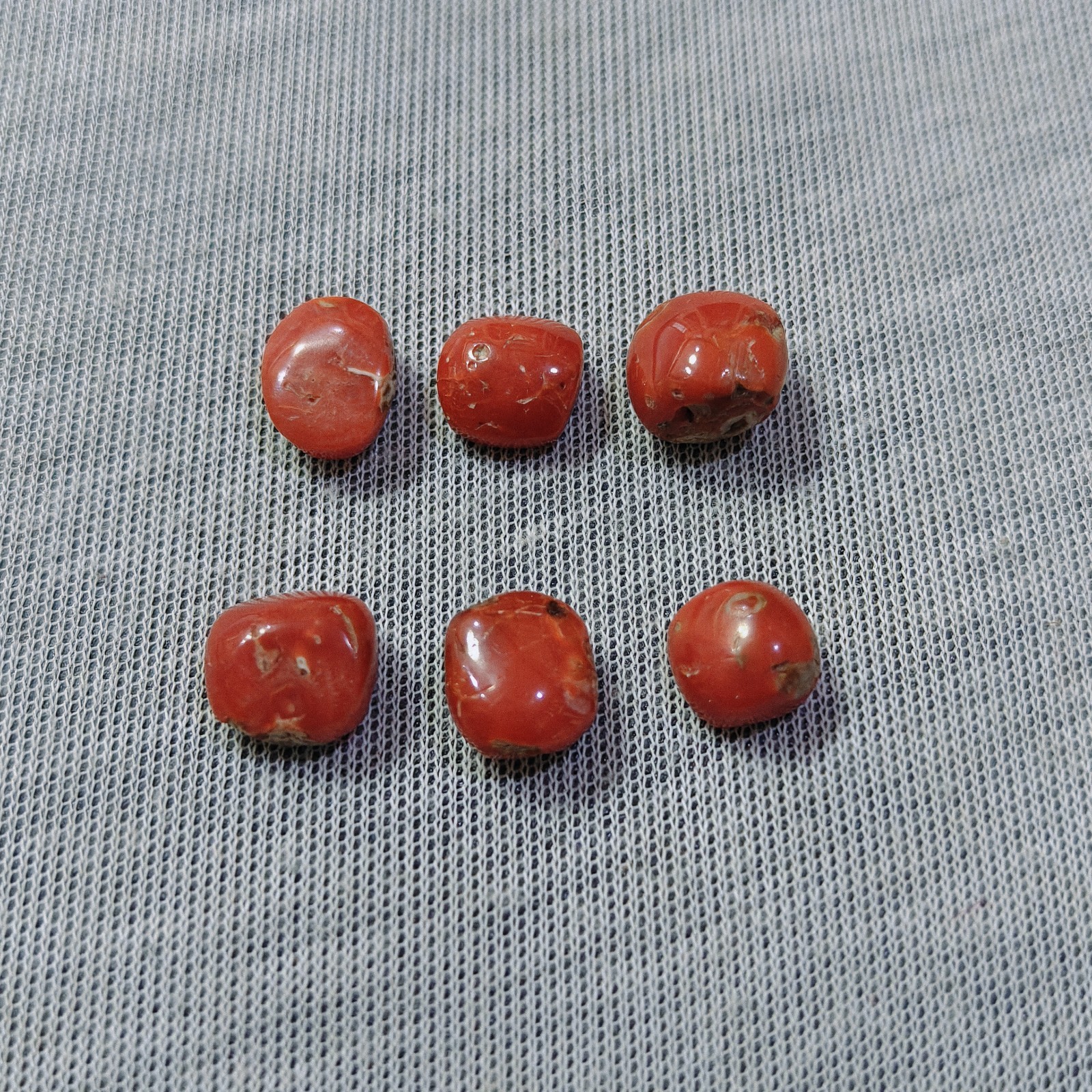 Vintage Natural Italian Red Coral Cabochon Lot Genuine Mediterranean Coral Gemst