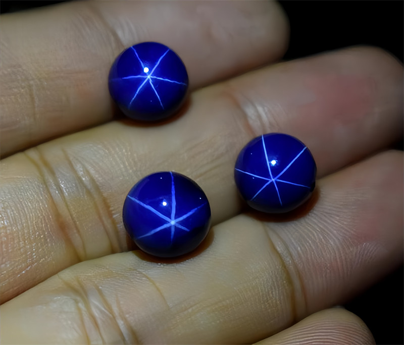 High quality Round bead Blue Star Sapphire Lab Created High hardness Loose Gems