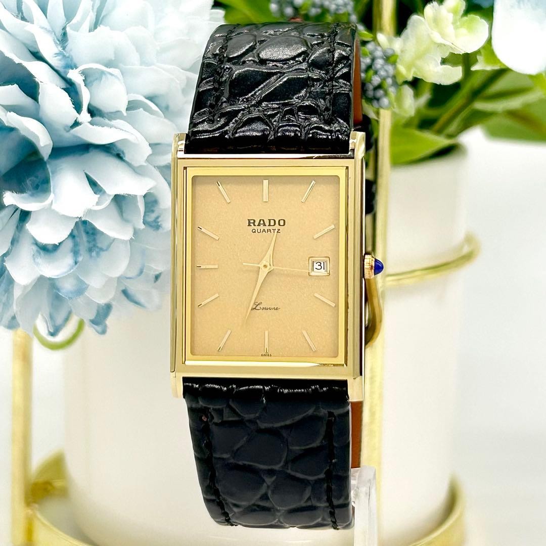 Rado Louvre 111.9528.9 Black Quartz Wristwatch Japan 0714189
