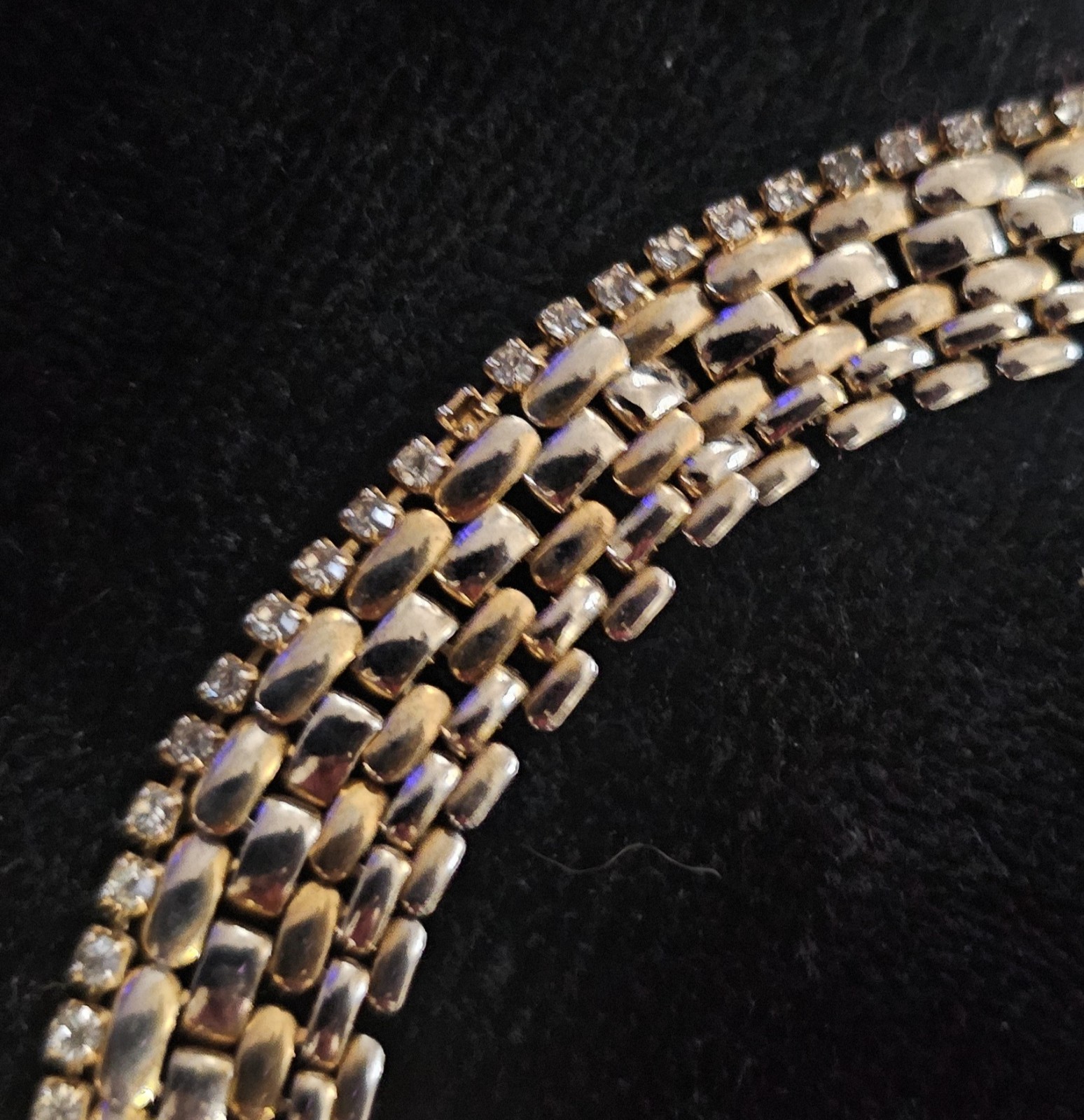 KJL Vintage Gold tone and rhinestone “Watchstrap” Necklace.