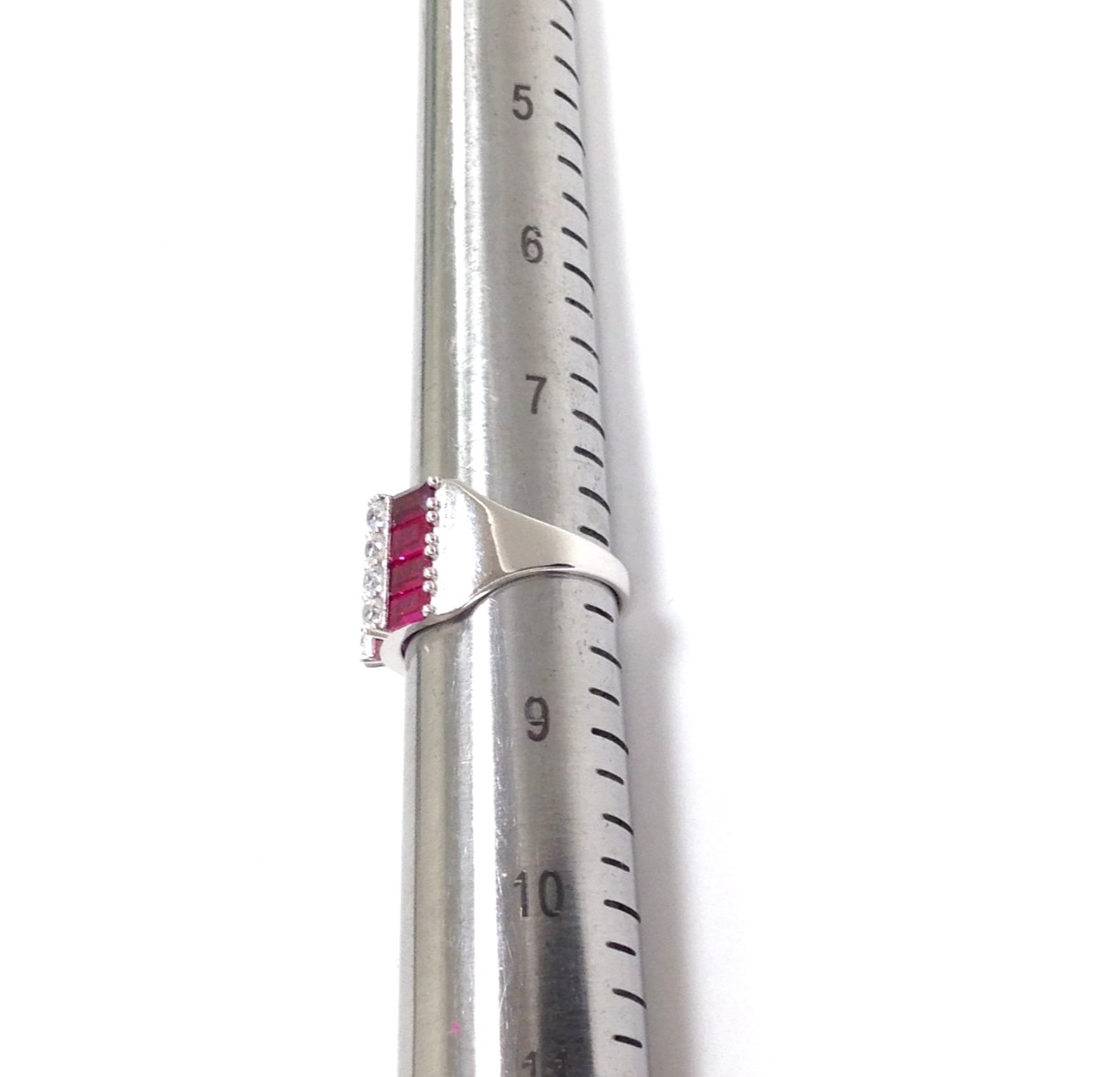 FZN Fuzion Creations Sterling Silver Channel Set Red Stone Ring Size 8 Jewelry