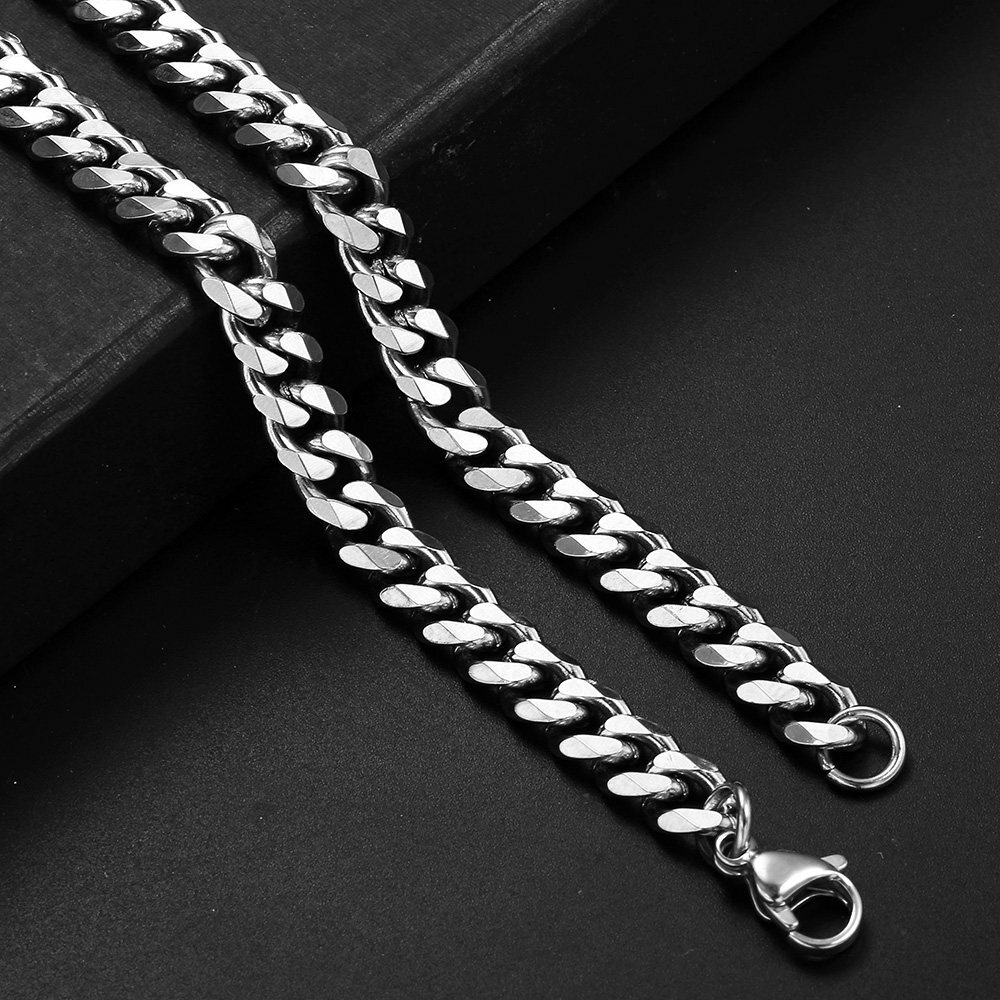 16-36″ Stainless Steel Silver Chain Cuban Curb Womens Mens Necklace 3/5/7/9/11mm