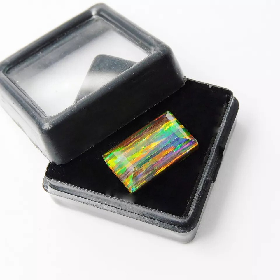 Ethiopian Emerald Cut Fire Opal CERTIFIED Rare 8+ Ct Natural Loose Gemstone