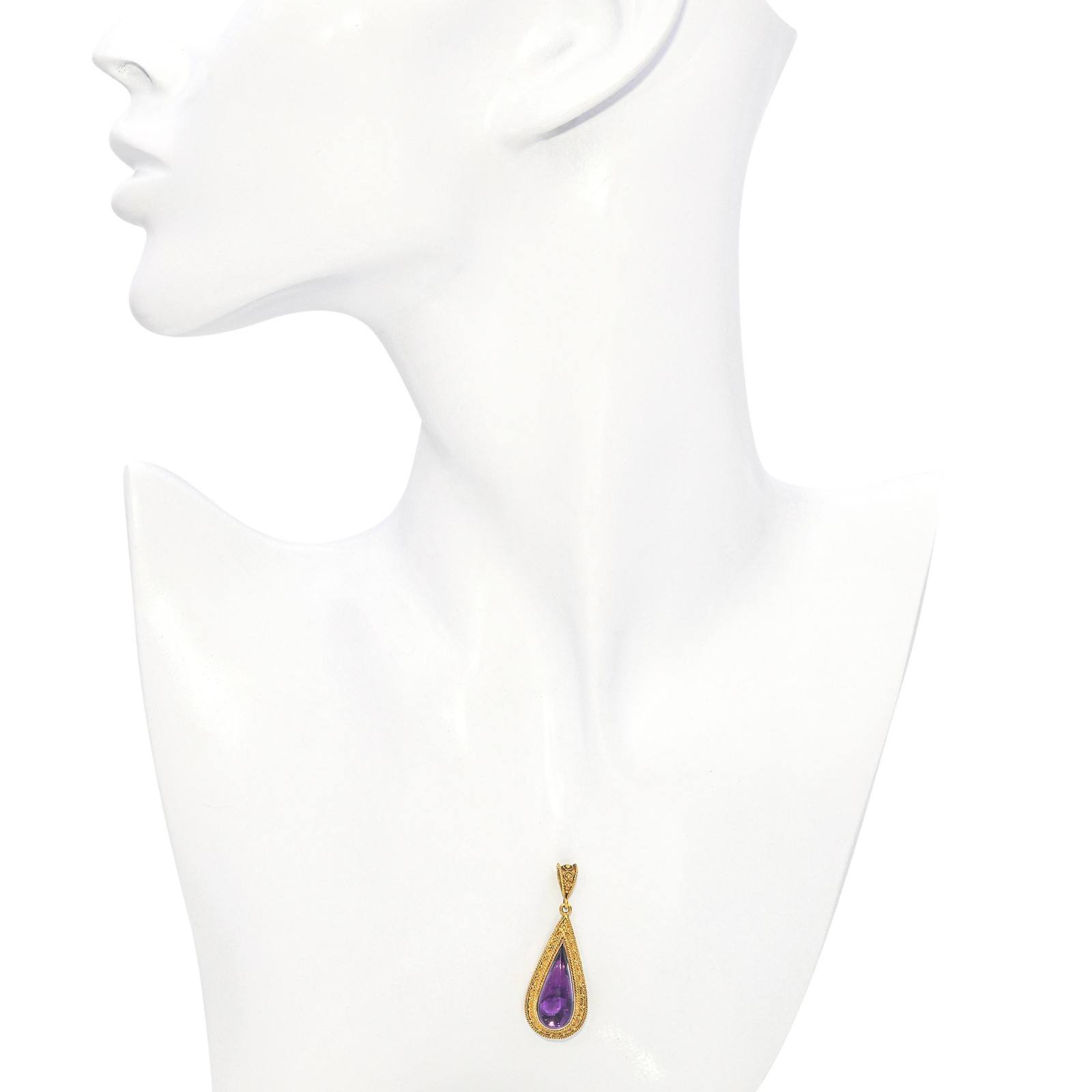 Vintage 14k Yellow Gold Foil Backed 3.90ct Amethyst Pendant