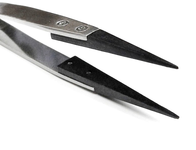 Tweezers Non Static Fiber Tip Precision Anti-Static Stainless Steel Tweezers 5″