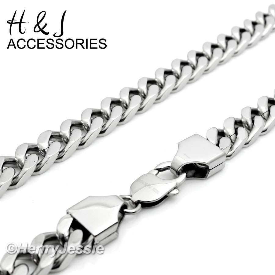 7″-11″MEN 316L Stainless Steel 9mm Silver Cuban Curb Link Chain Bracelet*B140