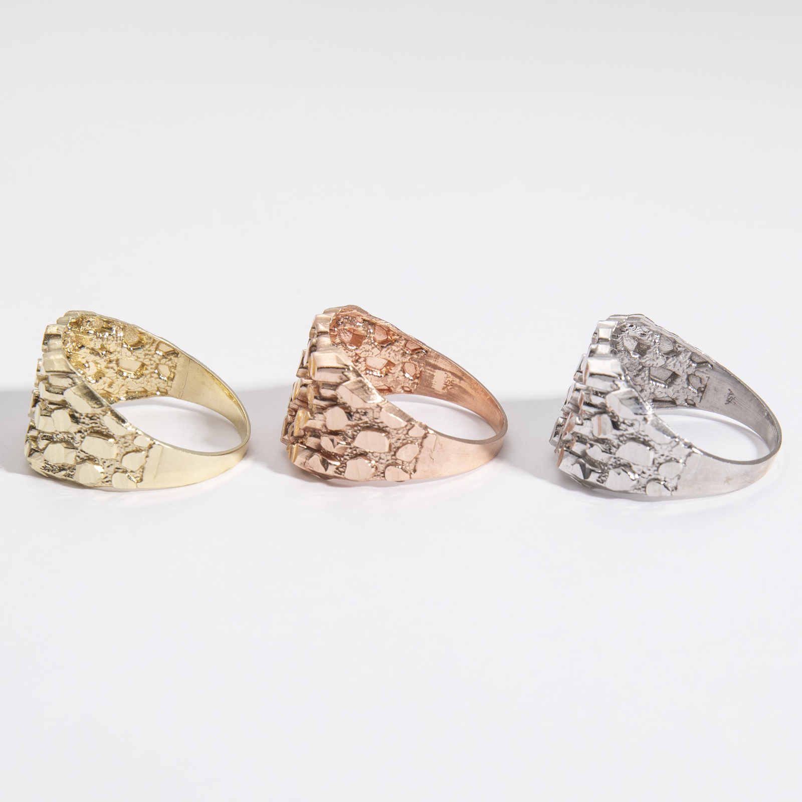 SOLID 10K Gold Large Square Nugget Ring Yellow White Rose Gold