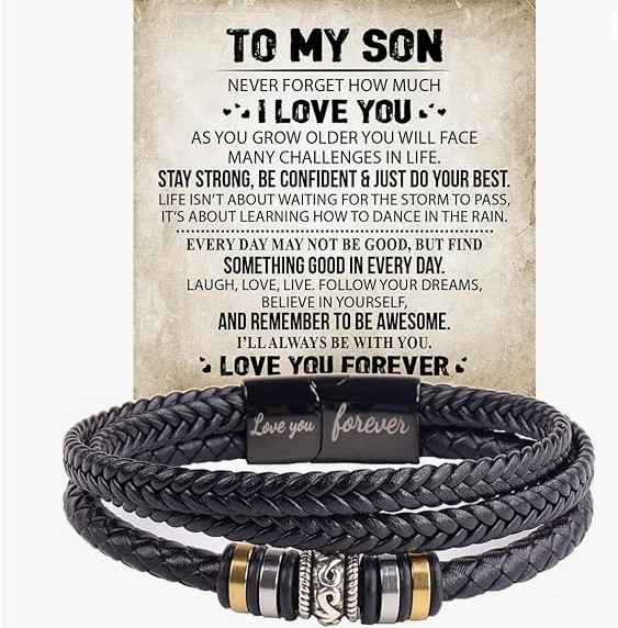 To My Son Gift for Son Bracelet Love from Mom, Dad Forever Birthday, Graduation