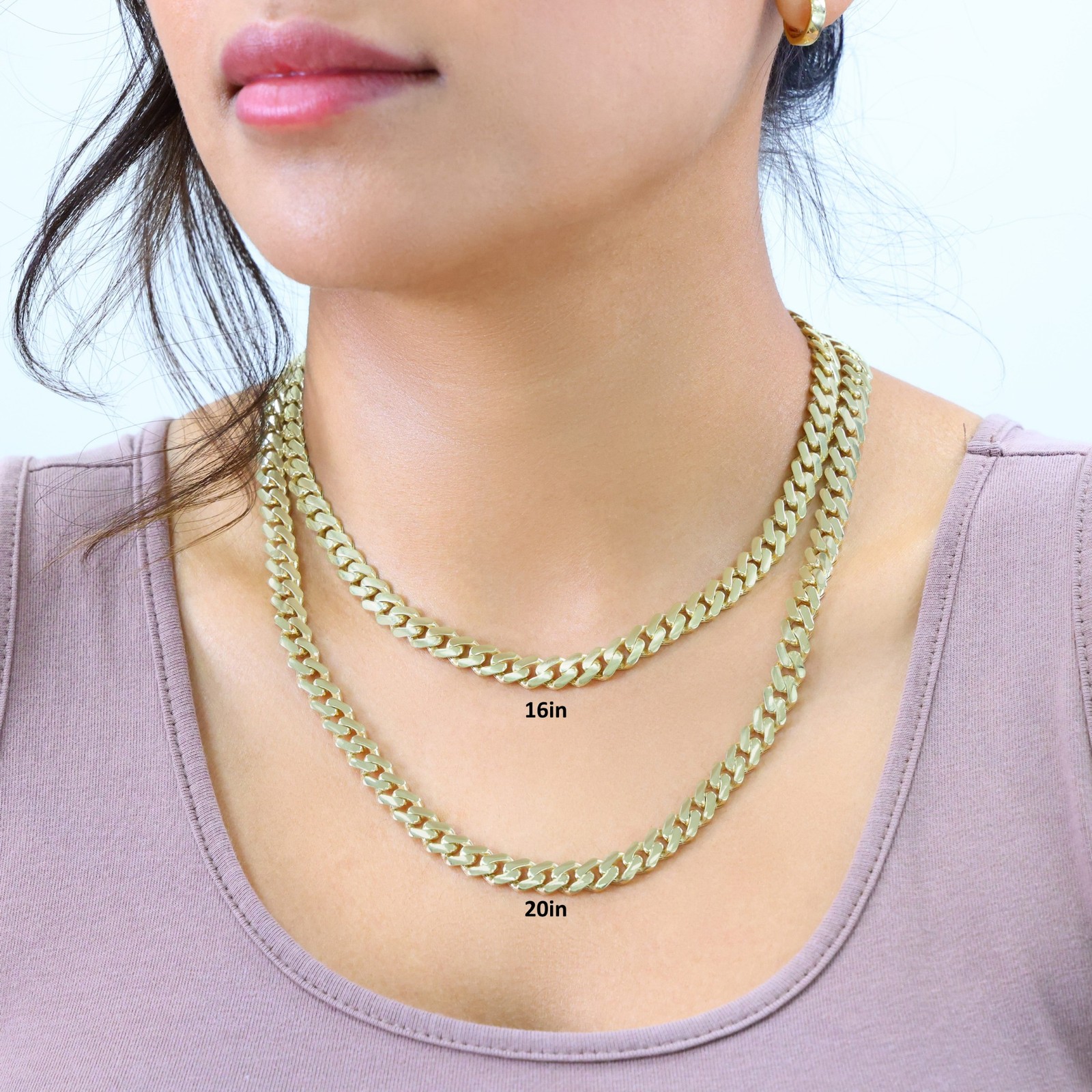 10K Yellow Gold Miami Cuban 7.5mm Monaco Link Chain Necklace Men Women 16″- 30″