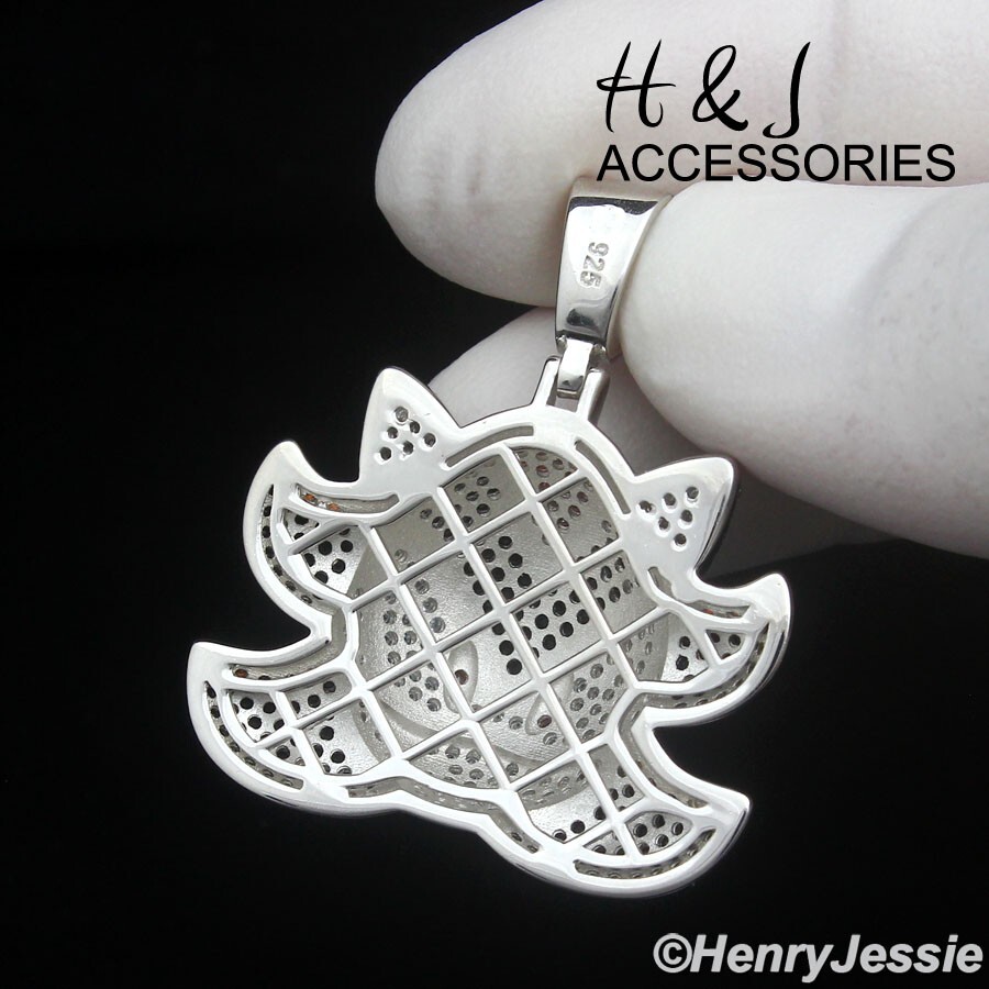 925 STERLING SILVER FULL ICY BLING BLACK CZ 3D SONIC THE HEDGEHOG PENDANT*ASP500
