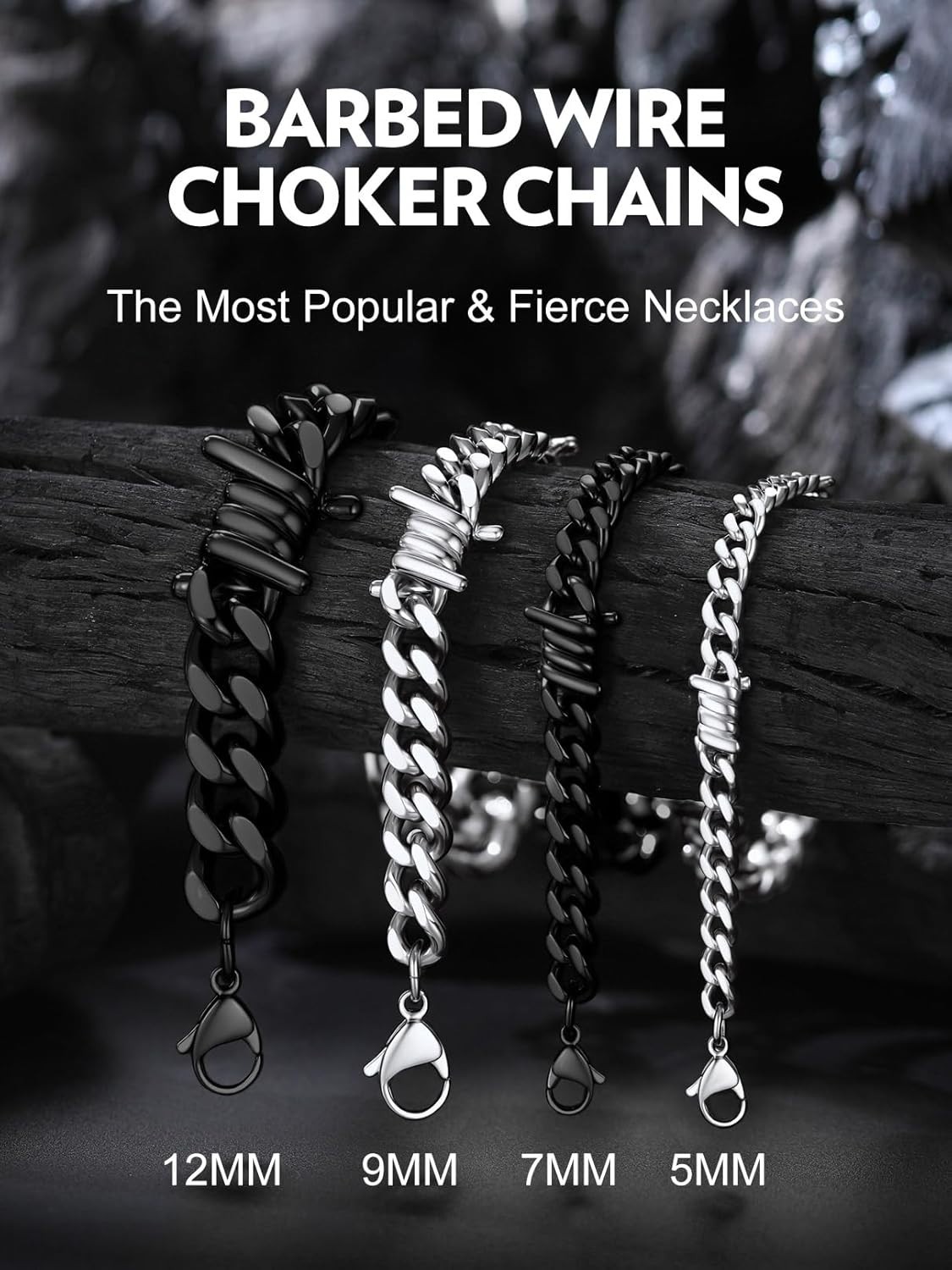 Barbed Wire Cuban Chain Necklace for Men and Women – Punk Style Gift Jewelry